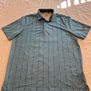 Adidas Men's Teal and Red Patterned Shirt